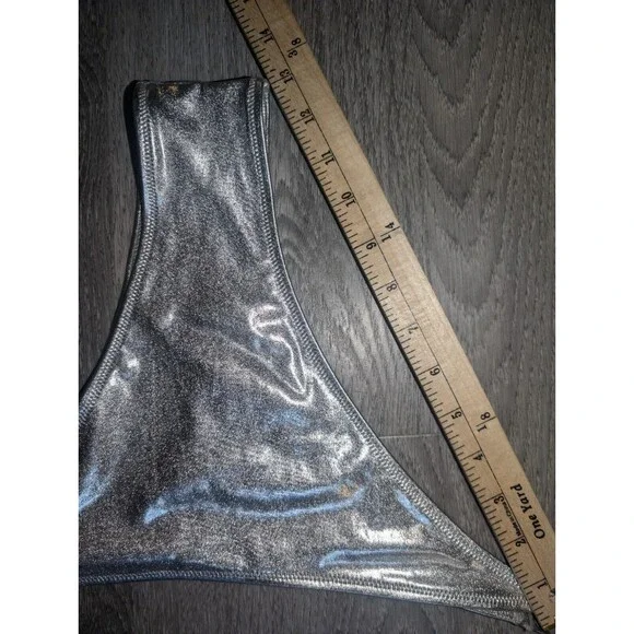 NWT SKIMS Metallic Swim Skimpy Triangle Bottom Side Tie Swimwear Nickle Size 4X - Picture 12 of 12